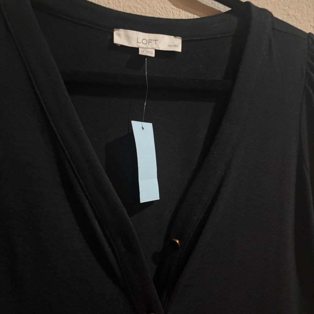 🖤 LOFT Black Long Sleeve Tiered Ruffle Dress – Petite 6 (NWT) - Picture 4 of 10